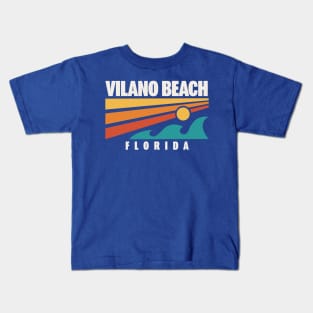 Vilano Beach Florida St. Augustine Retro Vintage Sunset Kids T-Shirt